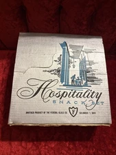 Vintage Federal Glass Company Hospitality Snack Set Four Plates and Four Cups