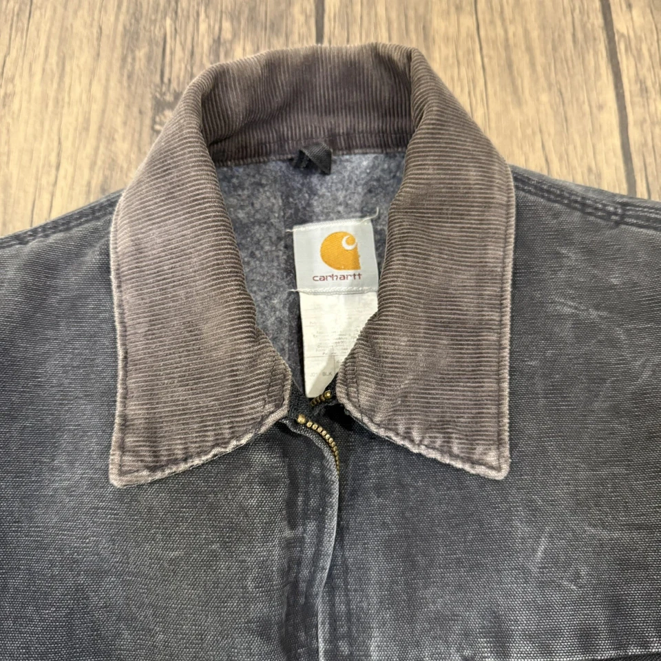 Men’s Carhartt Black Detroit Jacket Blanket Lined Corduroy Collar USA J01 46R    - Image 3 of 4