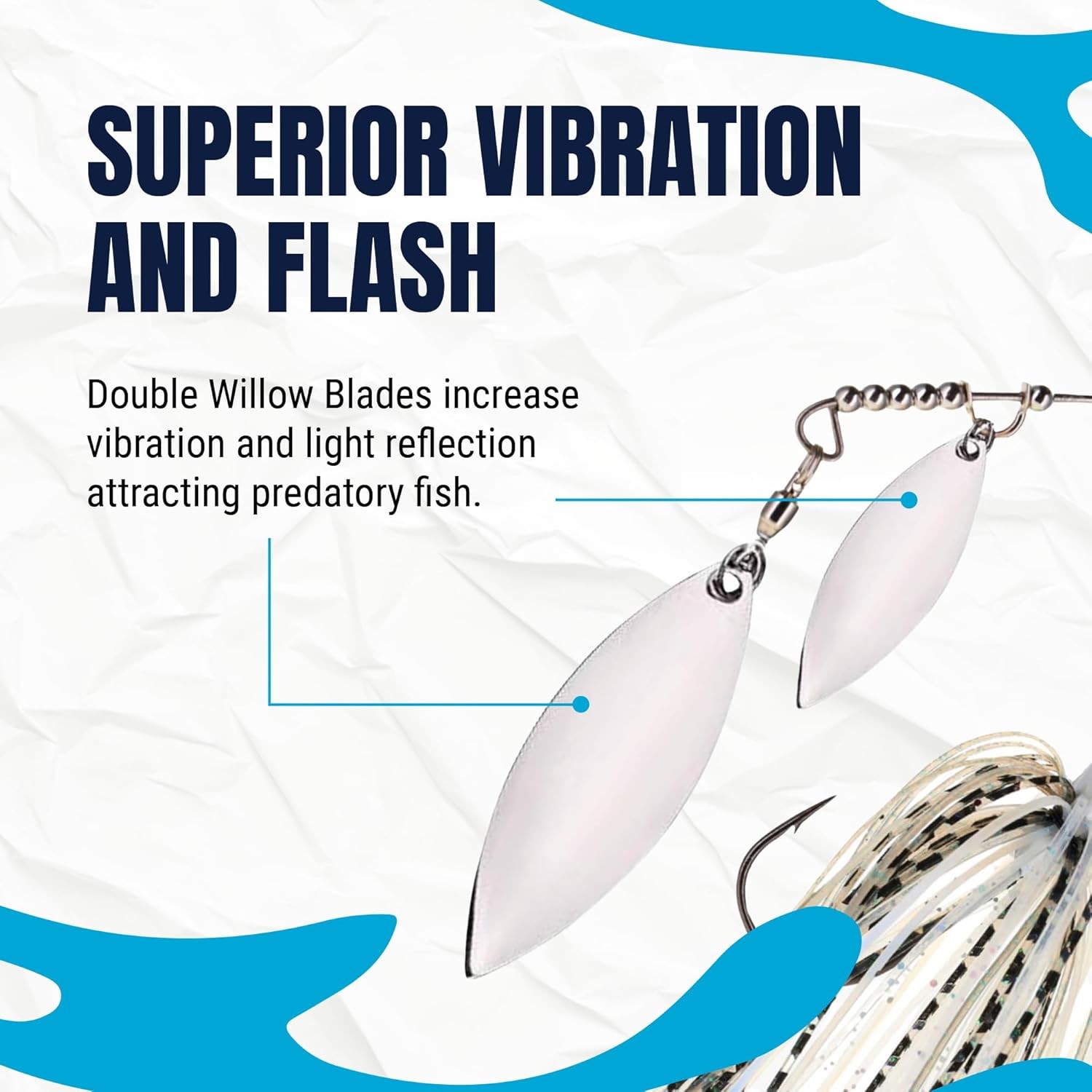 Reaction Tackle Tungsten Spinnerbait – Double Willow 1/2 oz, Charming Shad - Image 8