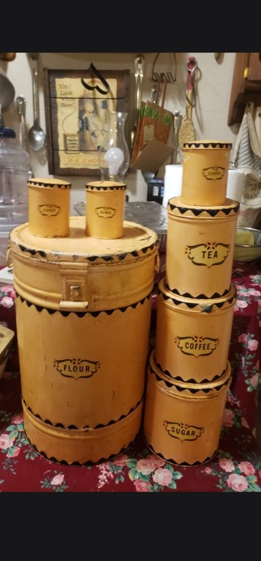 Vintage metal kitchen canister sets