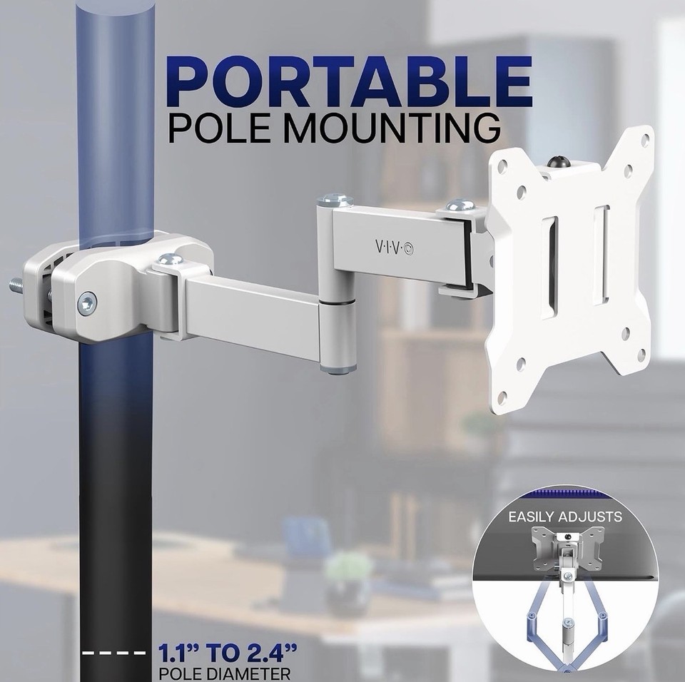 VIVO Steel Universal Full Motion Pole Mount Monitor Arm with Removable ...