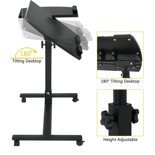 SUPER DEAL Angle & Height Adjustable Rolling Table Desk Laptop Notebook Stand... - Picture 6 of 8
