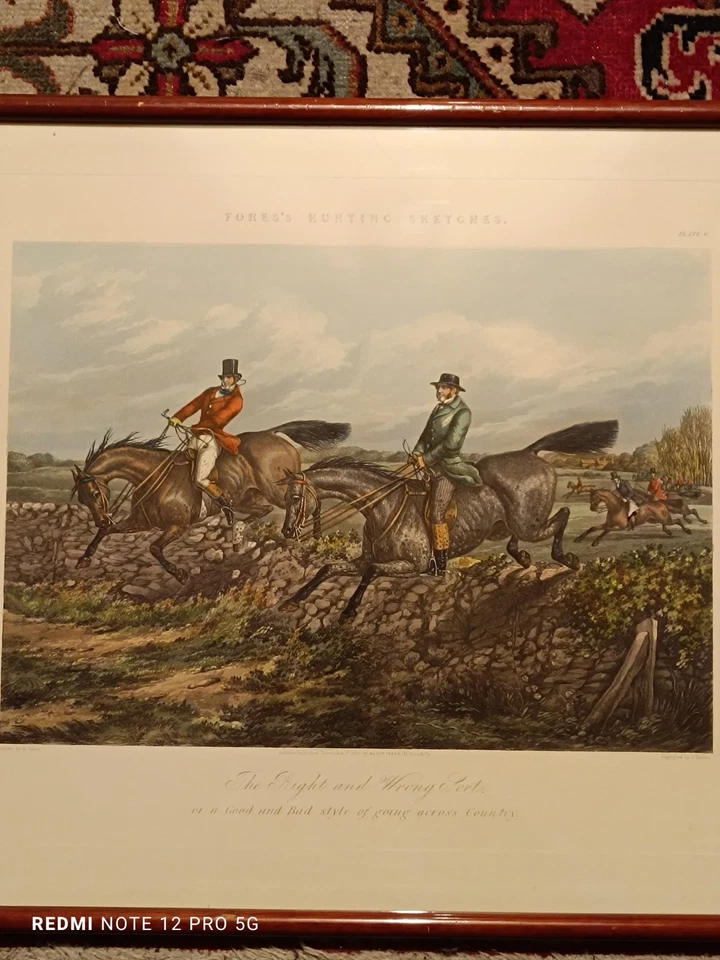 Engraving Gravure Stich coloriée "The Right and Wrong Sorte" H.T.Alken Chevaux - Photo 2/4