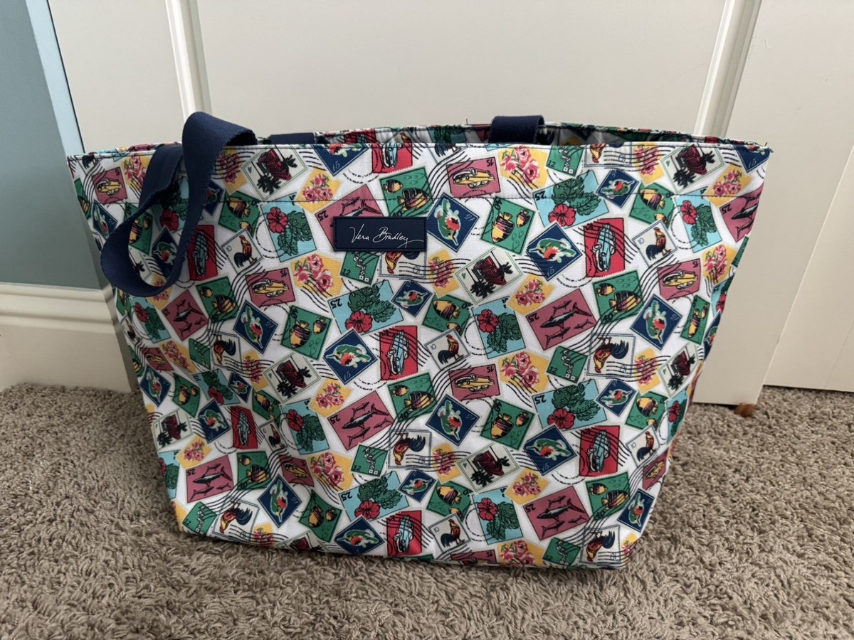 Vera Bradley Cuban Stamp XL Drawstring Family Tote Ripstop 