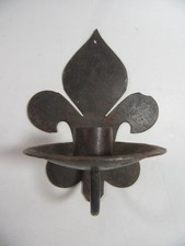 Vintage  Black Metal Fleur-de-lys Wall Candle Sconce Holder , Gothic.