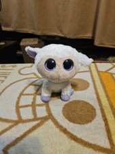 2011 Ty Beanie Boos Approx 6" Clover the Lamb Plush (Purple Solid Eyes)