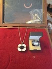 925 Sterling Silver Jewelry Set Necklace & Ring Black/Silver Oval White Detail — photo 1