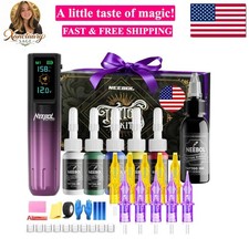 Wireless Tattoo Gun Kit with Color Screen, Cordless Tattoo Pen, 1600mAh Batte...