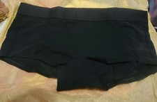 Victoria's Secret PINK L Large Black Boyshort Cotton Panty Wide Logo Band NEW
