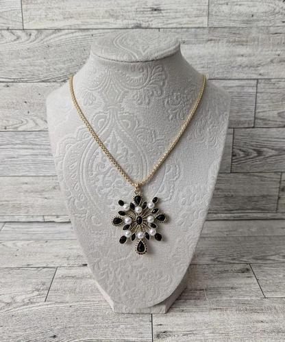 VETEMENTS Collana moda Napier fiocco di neve tono oro ciondolo lungo 17" NUOVA