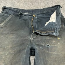 VINTAGE Carhartt Pants Mens 32x30 Black Carpenter Original Fit Straight Thrashed
