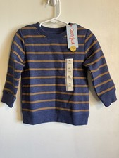 Cat  Jack Boys 2T Fleece Sweatshirt Blue/Gold Striped