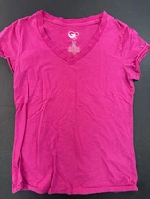 OP Juniors V Neck Tee Short Sleeve Pink Size Large [11-13] Solid Color