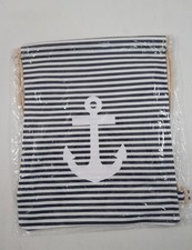 Strandbeutel Turnbeutel Rucksack Maritim schwarz/weiß gestreift weißer Anker