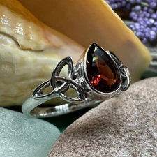 Celtic Knot Ring Trinity Knot Gemstone Triquetra Wiccan Pagan Statement Ring 925
