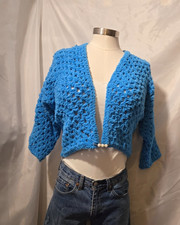 New Terri Soft Handmade Crocheted Sweater Cropped bolero cardigan 3/4 sleeve