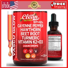 Clean Nutra Cayenne Liquid – Heart & Energy Support, D3 K2, Ginseng, Turmeric