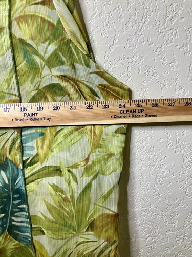 Vintage transparente Chiffon Bluse Damen XL grün gelb Blumen 3/4 Arm Y2K Tunika Oberteil - Bild 9 von 11