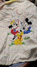 Vintage Dundee 1984 Quilted Baby Crib Blanket Mickey Minnie Pluto Friends Disney