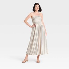 A New Day Women's Casual Smocked Sleeveless Maxi Dress - Beige