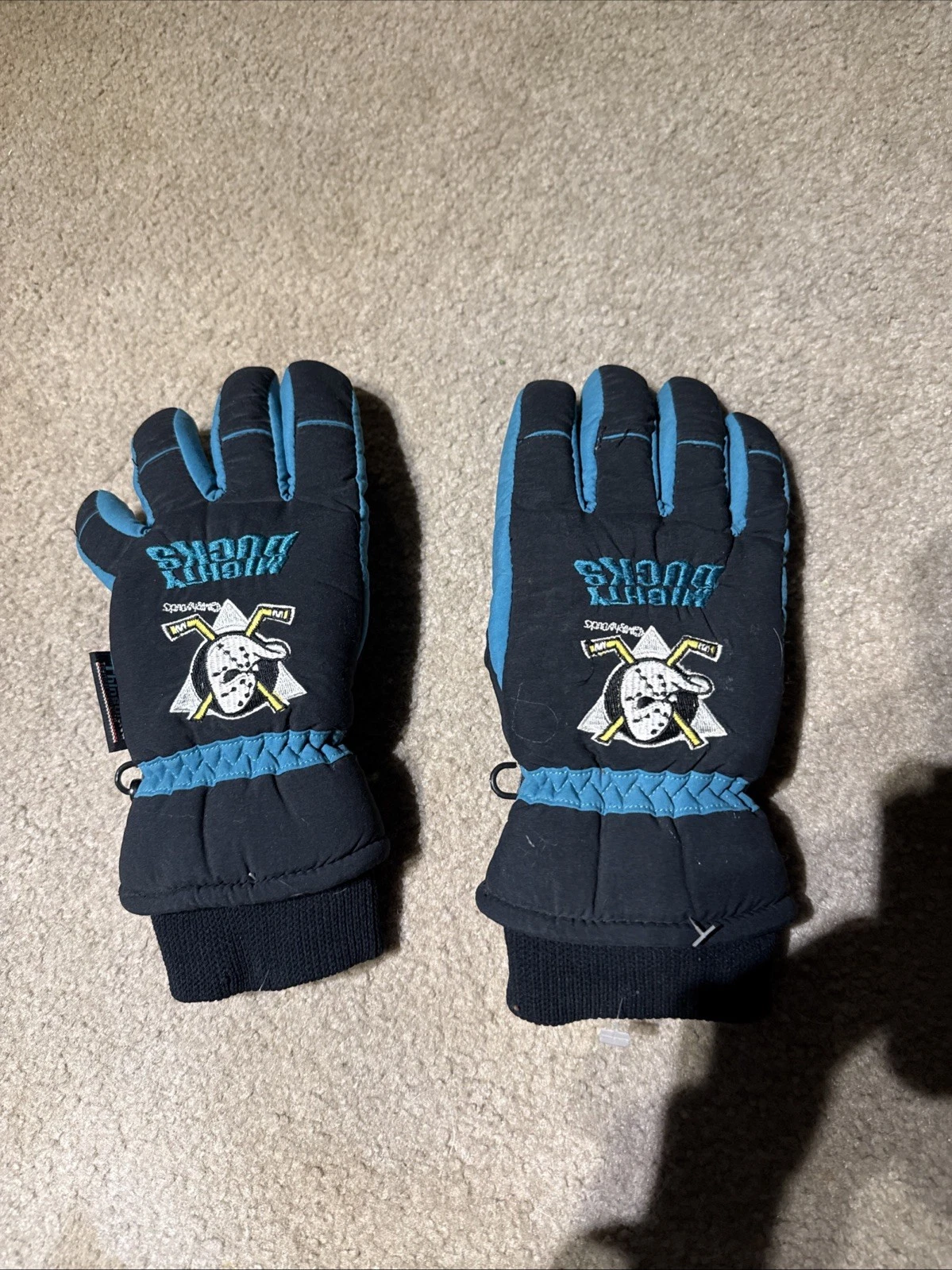 vintage THERMAL INSULATION 3M ANAHEIM DUCKS NHL WINTER SNOW SKI HAND GLOVES L