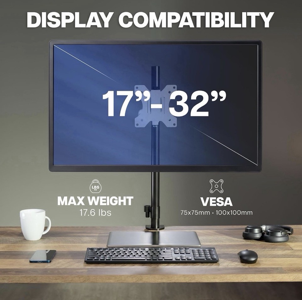 VIVO Steel Universal Full Motion Pole Mount Monitor Arm with Removable ...