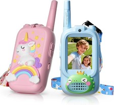 Kids Video Walkie Talkies 2 Pack w/ Screen Voice Changer 1000FT Range Rechargeab