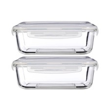 Image of Freska 2pc 1520ml Borosilicate Glass Lunch Box Food Container Airtight Lid Set