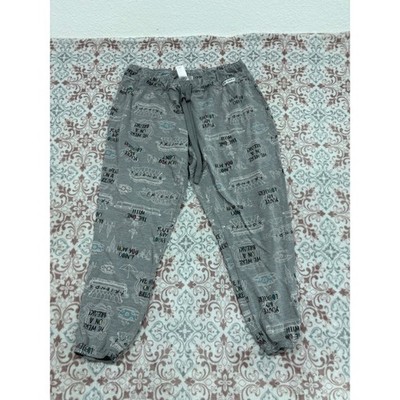 Friends TV Show Pajama Pants Gray Jogger Sleepwear Quotes Symbols Womens Small