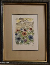 Michele Cascella, Fiori Nel Paesaggio, Litografia Su Carta, 1971, 35x25 Cm.
