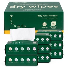 PurComfy Baby Dry Wipes for Newborn, 8 Pack  Plant-Based and Hypoallergenic,...