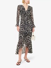 RIXO Gracye Silk Ruffled Midi Dress UK6 XS RRP£475