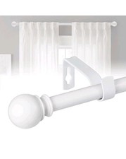 16mm Curtain Pole for Eyelet Curtains / Brackets and Cap Finials 67-147cm White