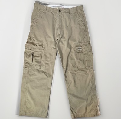 Levis Cargo Pants 34x28 Mens Loose Fit Straight Tan Khaki Brown Red Tab Flap Pkt
