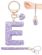 Initial Keychain for Women Girls,Bling Letter Key chain Initial with E-purple