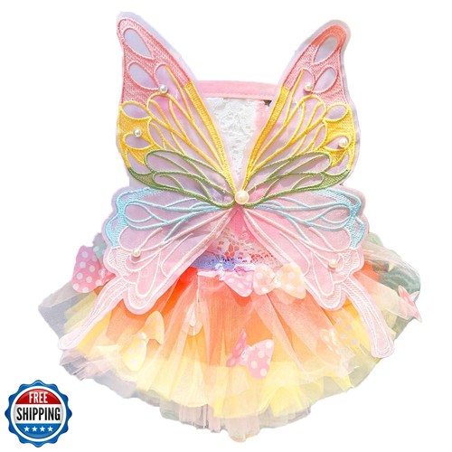 Hund Prinzessin Kleid, Sommer dünne Katze Regenbogen Schmetterling Pettiskirt süß Haustier Gerinnsel