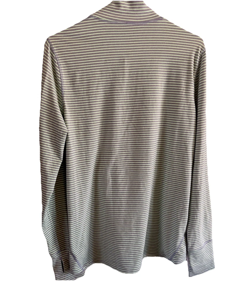 Top deportivo Gap Fit verde y gris a rayas 1/4 cremallera con agujeros para el pulgar talla L Foto 4 de 4