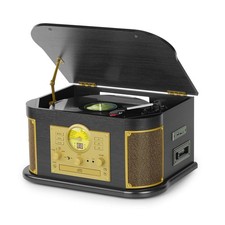All-in-One Vinyl Record Player with Bluetooth, CD, Cassette Tape, AM/FM Radio...