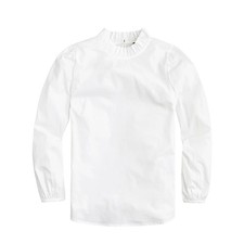 J. Crew White Ruffle Neck Long Sleeve Top Size Medium blouse