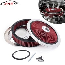 14in X 3in Air Cleaner Set Super Flow Washable Element Black Recessed Chrome Top