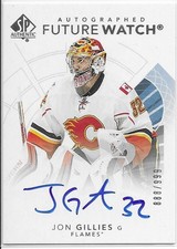 2017-18 SP Authentic JON GILLIES autographed Future Watch rookie card #123. rookie card picture