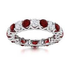 4MM Round Cut Natural Red Garnet 925 Sterling Silver Full Eternity Women Ring