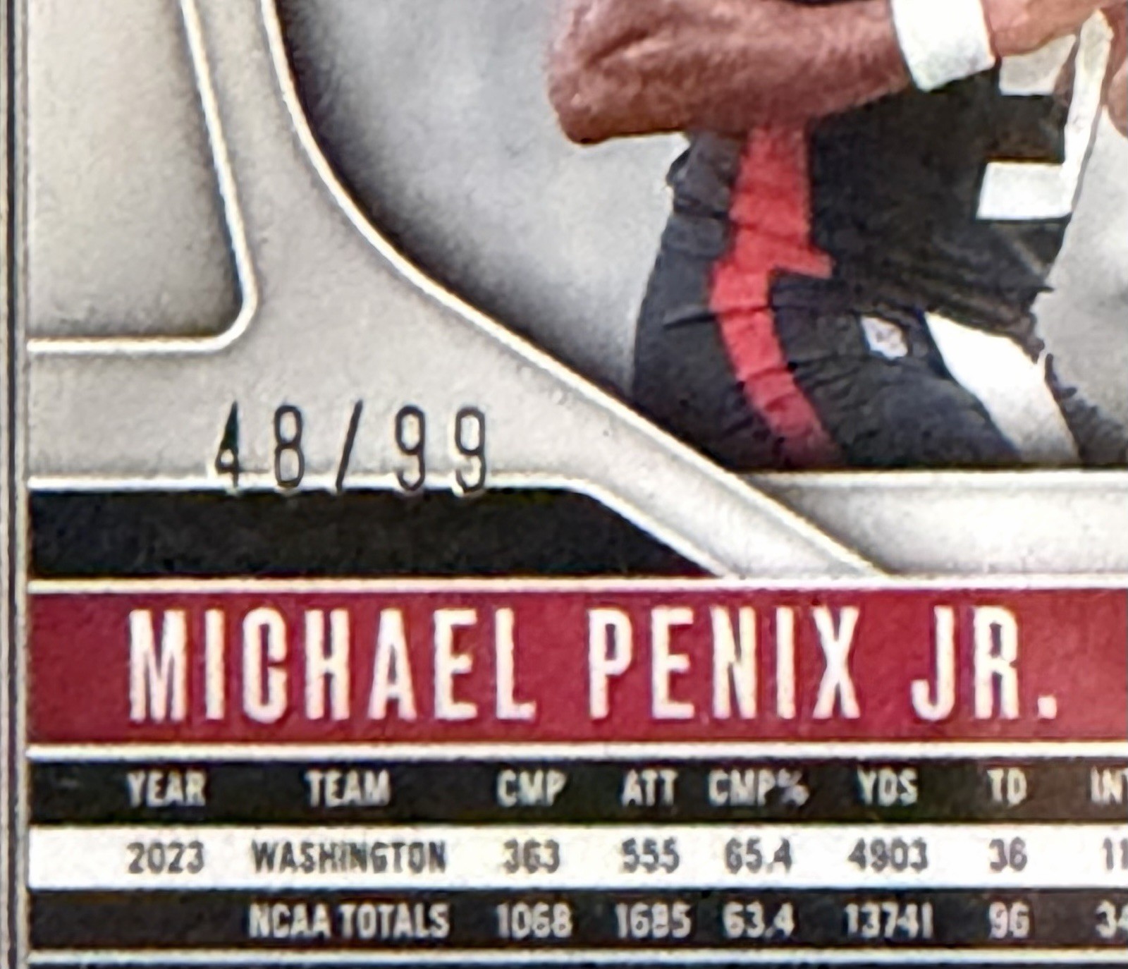 Panini Prizm 2024 Michael Penix Jr. #378 Blue Ice Prizm RC /99 Falcons PSA 9 view 3