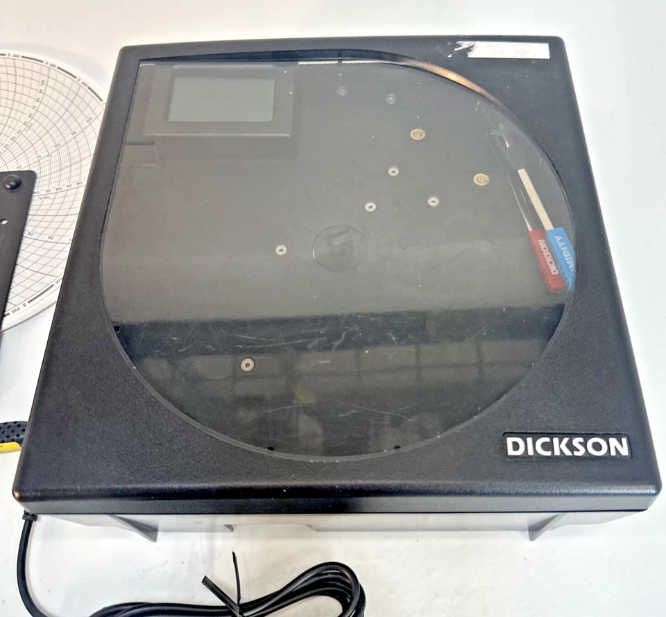 DICKSON TH8P3 CHART RECORDER w/R250 temp & hum probe/PC/C470 charts-20, Kit, lot - Image 2 of 4