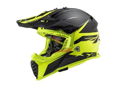 751.404373254XL HELM LS2 MX437 FAST EVO ROAR -XL- SCHWARZ MATT HI-V GELB