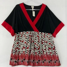 New Venezia Top size 22/24 Multi Color Abstract Stretch Baby-doll Feminine