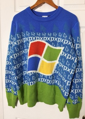 Microsoft Windows Logo Ugly Holiday Sweater XP Edition Mens Size XL 2020 Blue