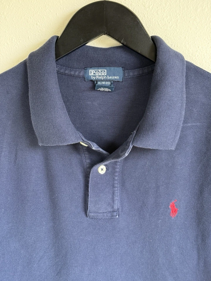 VTG Polo Ralph Lauren Youth XL Polo Shirt Navy Classic Preppy Youth Preppy - Image 4 of 4