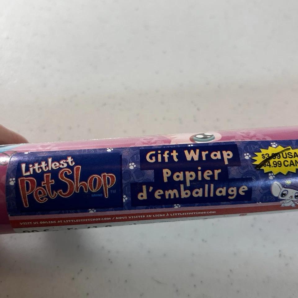 Juego de 2 rollos de papel de envolver vintage Hasbro Littlest Pet Shop/regalo 20 pies cuadrados Foto 3 de 4