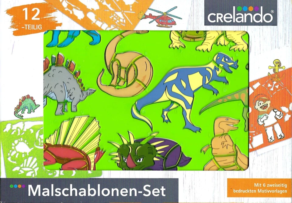 12-teiliges Malschablonen-Set mit Malvorlagen von Crelando - Neu & OVP